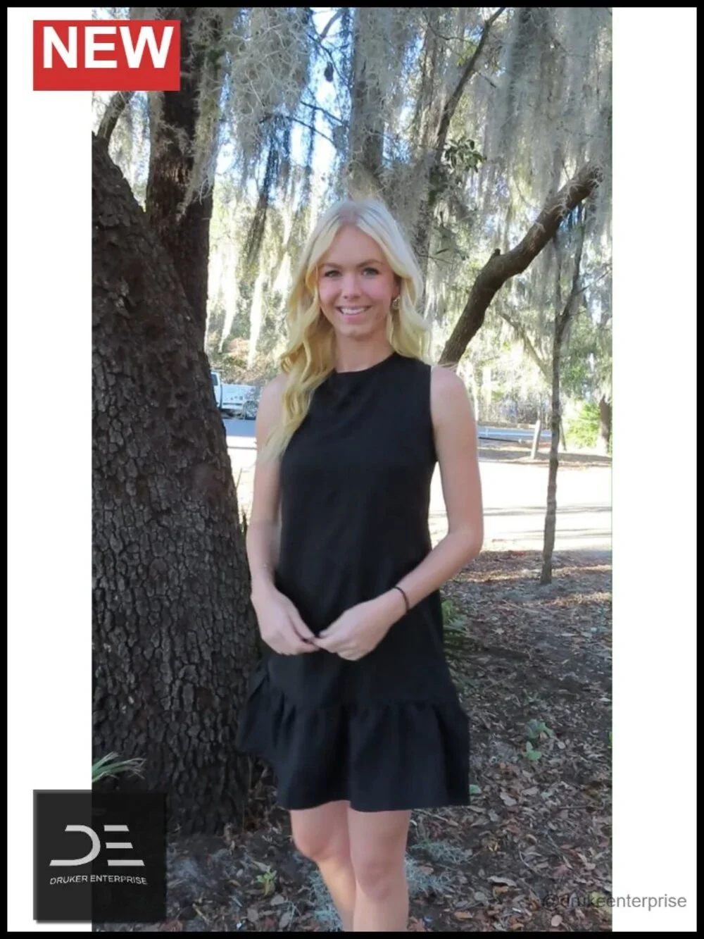 Womens Casual Summer Dress Tie Back Crew Neck Sleeveless Tank Mini Dress Ruffle